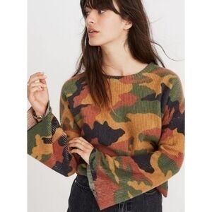 Madewell Cottontail Camo Wide Sleeve Merino Wool Sweater Multicolor Size S